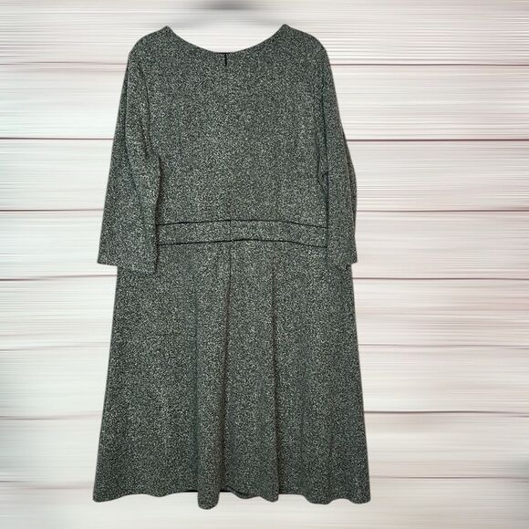 NWT Talbots Fit & Flare Dres Gray Black Tweed Leatherette Trim Knee Length 20W - Picture 9 of 14